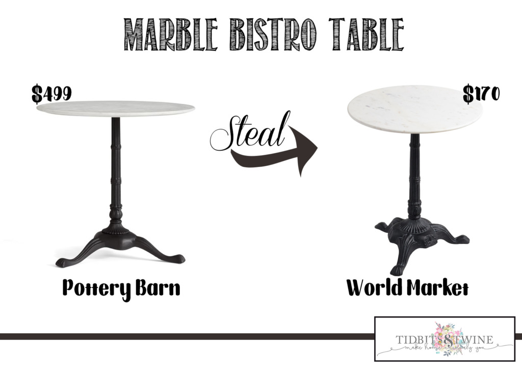 Marble top bistro table from Pottery Barn versus the one from World Market