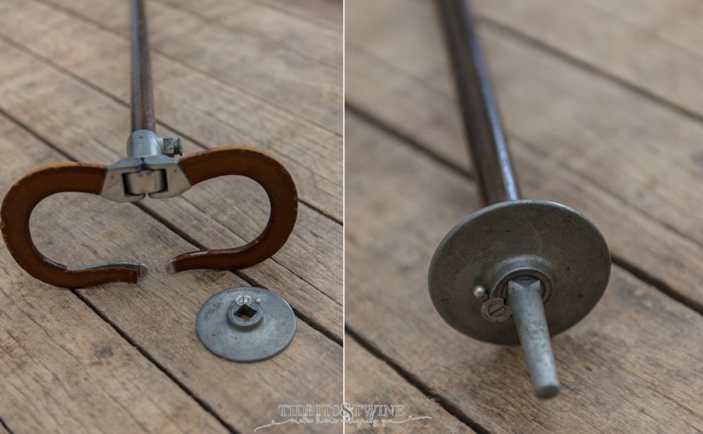 side by side closeup showing how a folding chair gadget cane works