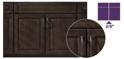 graphic of brown cabinet showing what full overlay doors look like