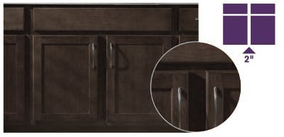 graphic of brown cabinet showing what a partial overlay door looks like