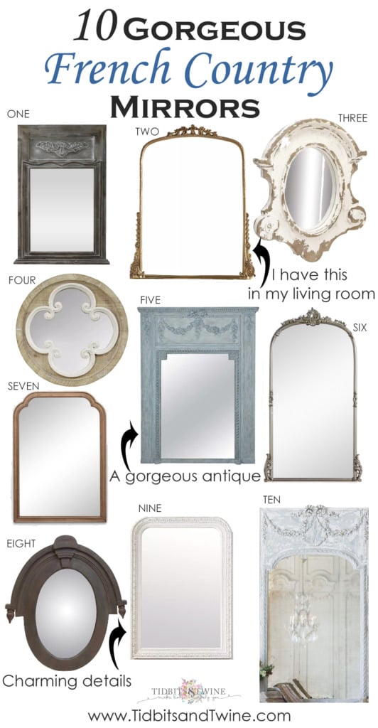 collection of 10 beautiful french style mirrors curated by Tidbits&Twine