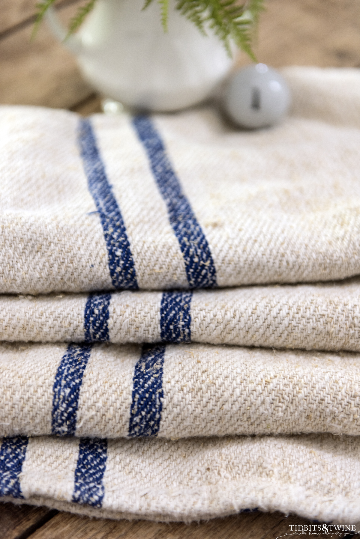 Two Blue Stripe Grain Sack 1 - Tidbits&Twine