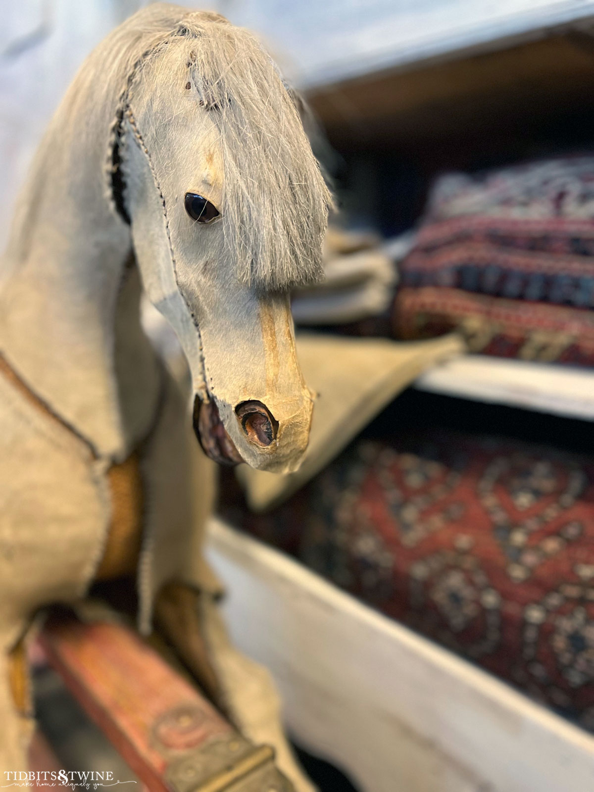closeup of antique rocking horse