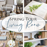 collage of four spring living room images with text overlay reading spring tour living room