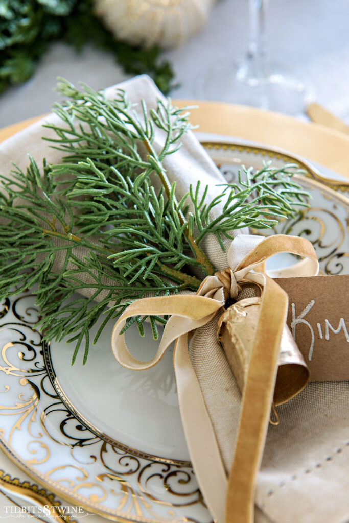 Gold and Green Christmas Dining Room - Tidbits&Twine