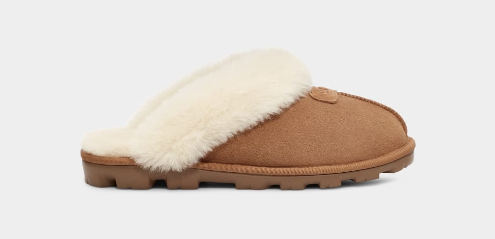 brown and fleece coquette slippers