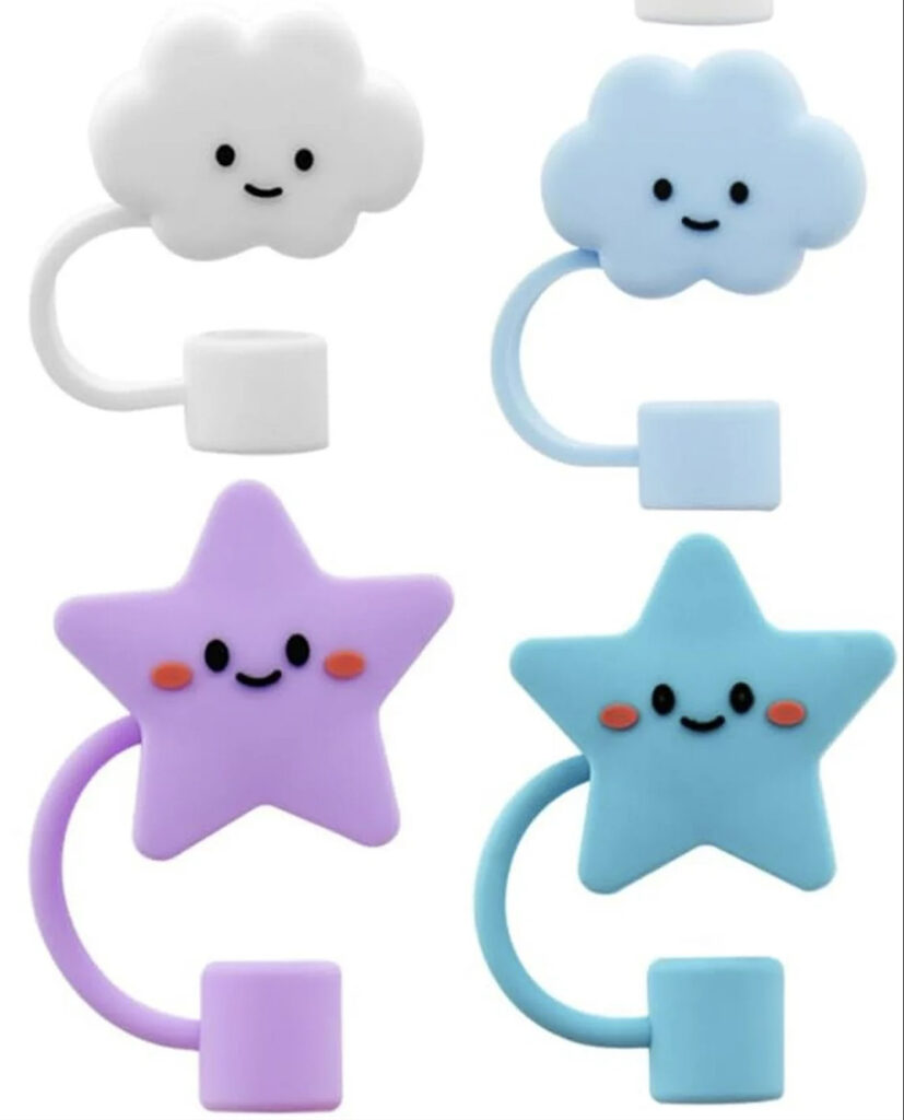 purple and blue star and cloud stanley mug straw covers