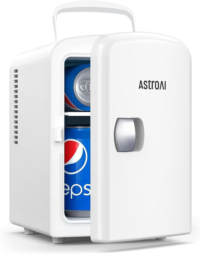 white desktop refrigerator for 6 cans