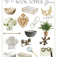 collage of decor that can be used as book toppers