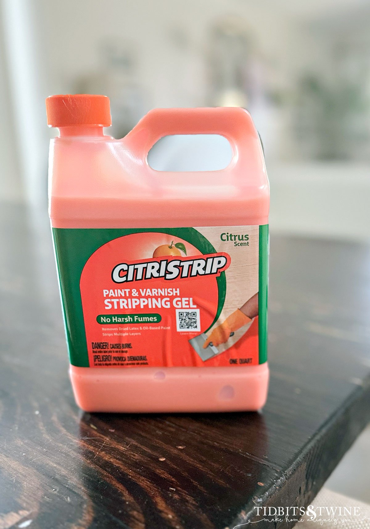 closeup of citriStrip bottle on dining table