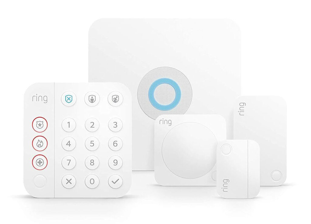 ring home alarm system startup kit with keypad motion detector and contact sensor