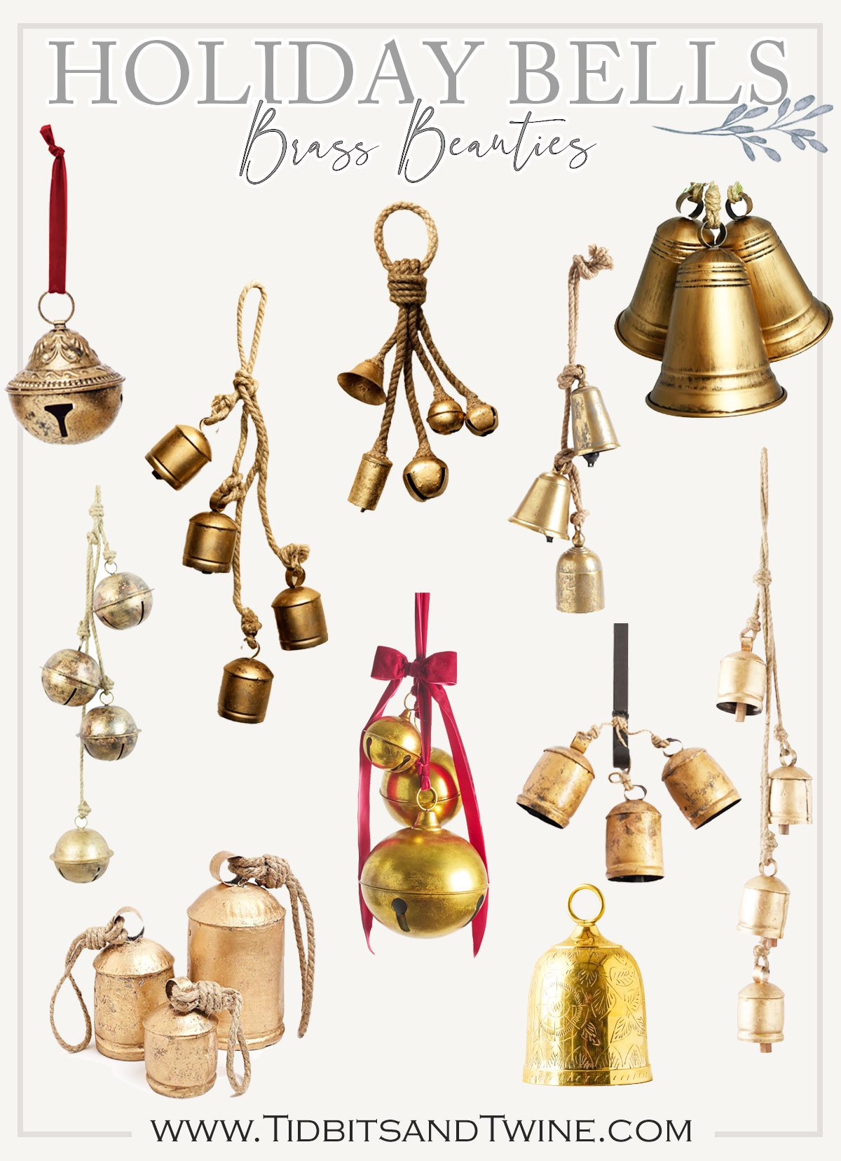 grouping of favorite christmas brass bells to use for decor - Christmas Decor to Buy Early