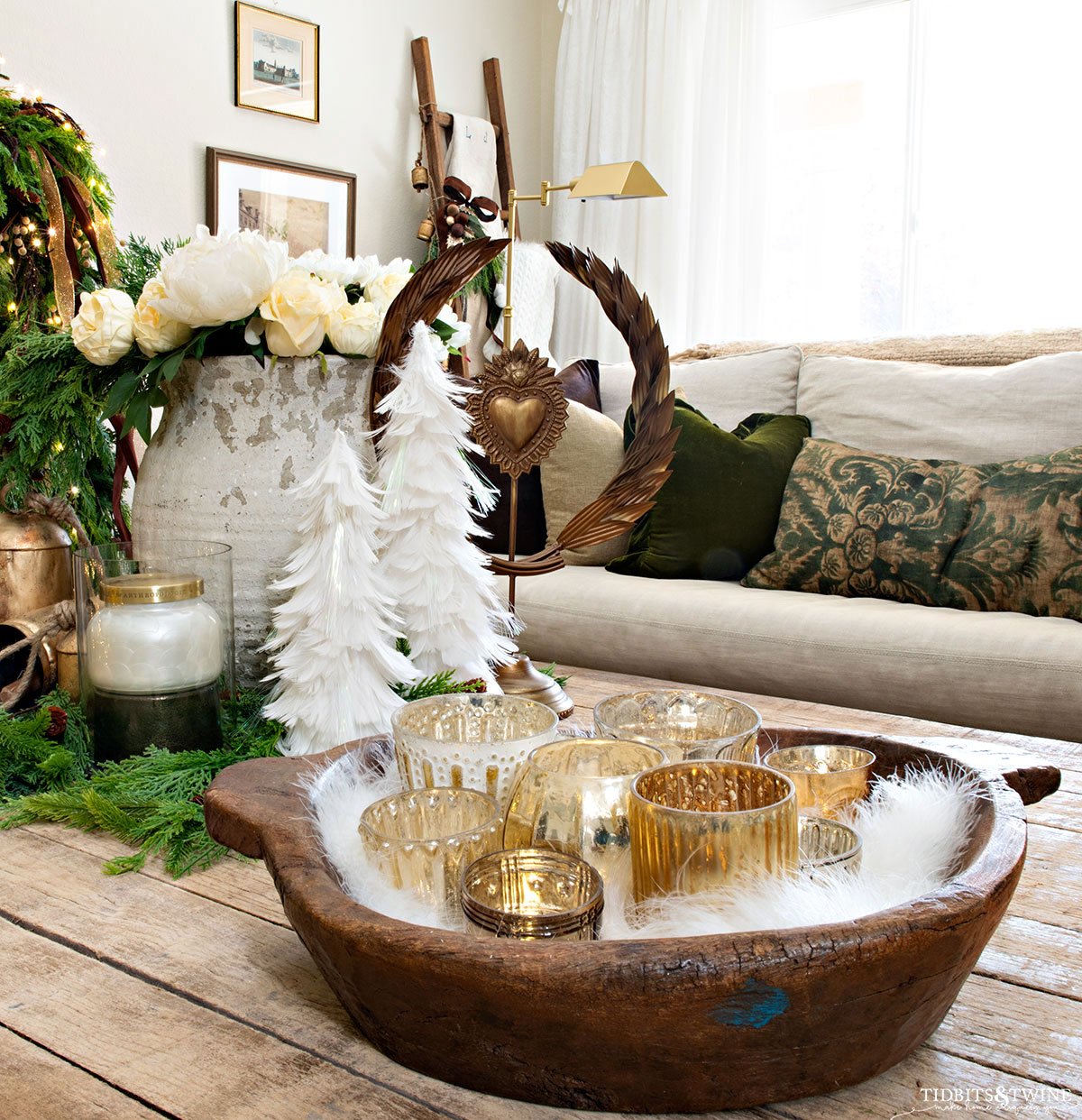 French inspired christmas decorating ideas in living room