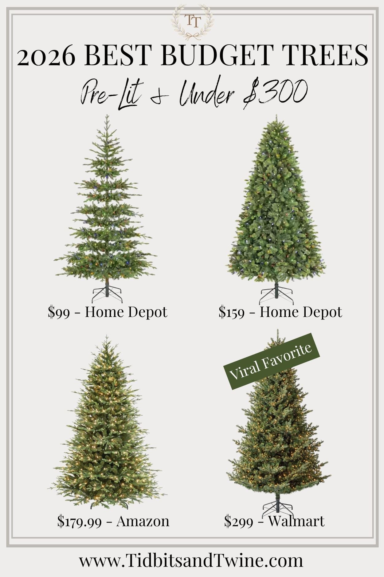 Best budget artificial Christmas trees for 2026 under $300 from Home Depot, Amazon, and Walmart