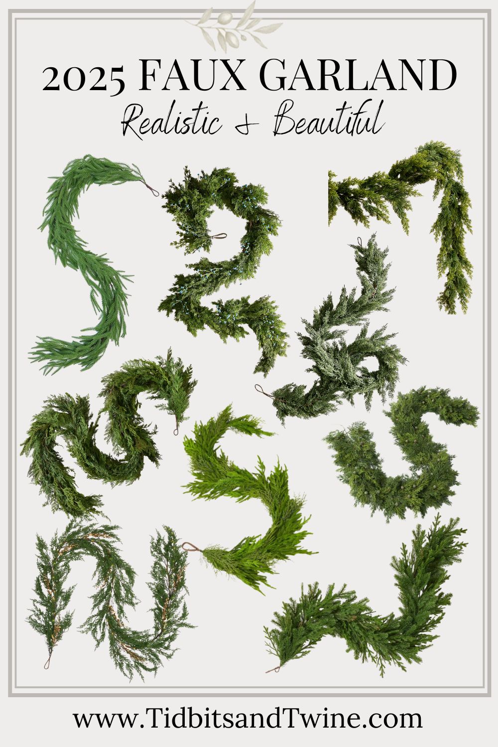 Faux evergreen garlands &mdash; lush, realistic Christmas decor to buy early for mantels and railings.